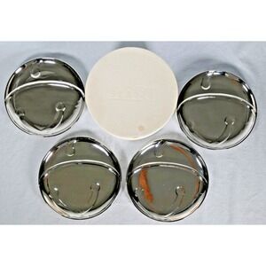 Set of (4) Sleigh Jingle Bells Ceramic 8" Plates w/ Chrome/Silver Refective Coat